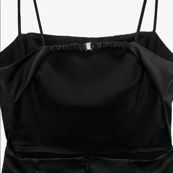 ZARA BLOGGER FAVORITE SATIN EFFECT CUT OUT MIDI DRESS - Picture 12 of 12